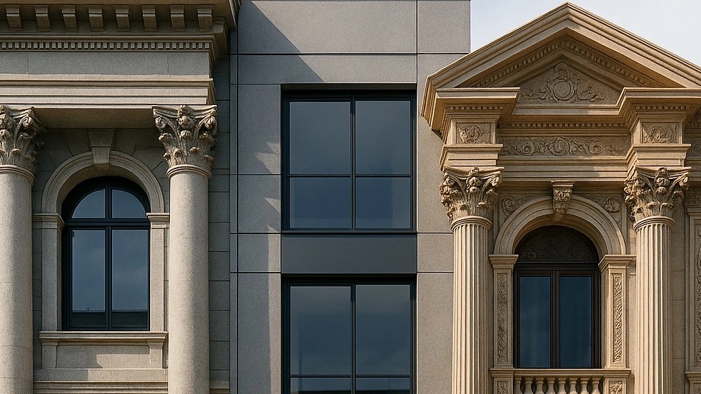 راهنمای انتخاب نمای ساختمان: کلاسیک، مدرن یا رومی؟ نماکاری امیری در خمام راهنمای انتخاب نمای ساختمان: کلاسیک، مدرن یا رومی؟ نماکاری امیری در خمام